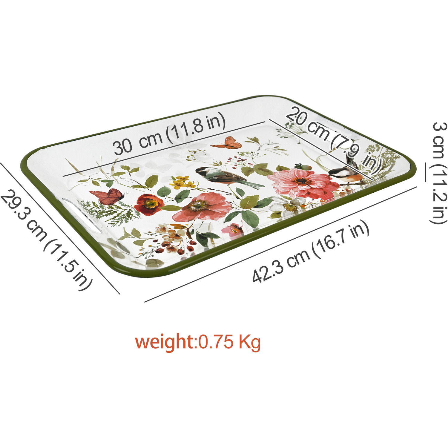 Decorative Trays Serving Tray With Handles - Green
