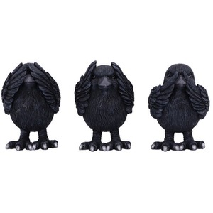 Three Wise Ravens Figurines