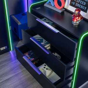 X Rocker Electra Chest of 3 Drawer Chest with App Controlled LED