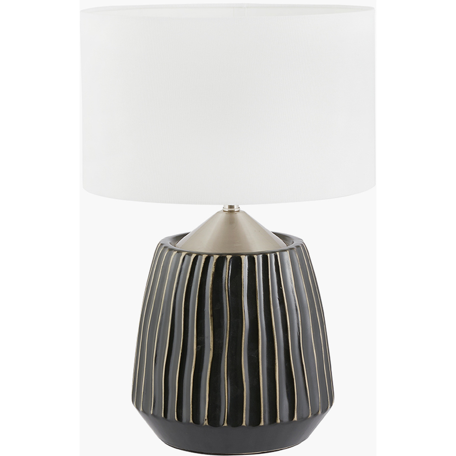 Ribbed Pattern Textured Ceramic Table Lamp - Grey