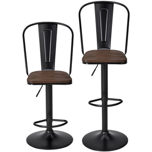 2Pcs Adjustable Bar Stool with High Backrest