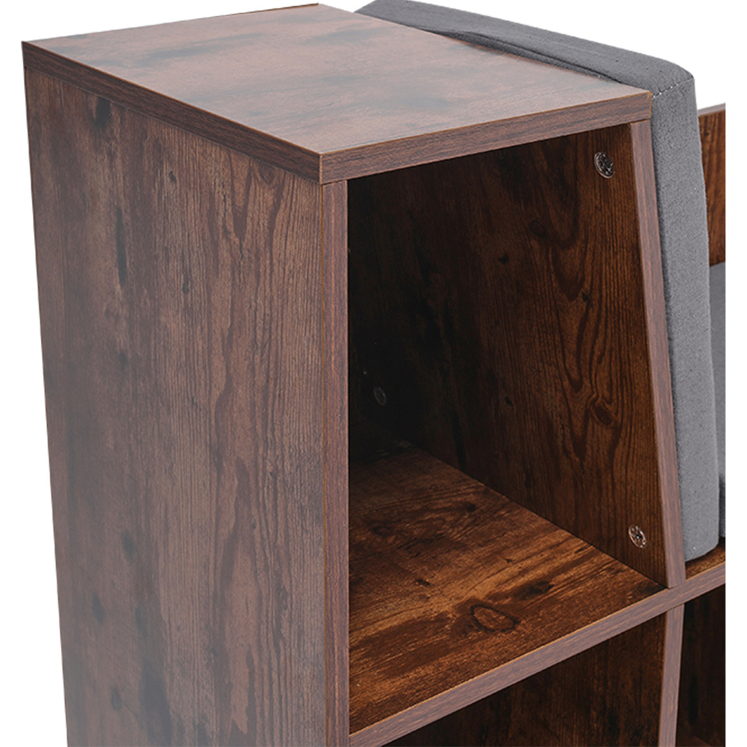Cozy Kids Bookcase With Reading Seat - Brown