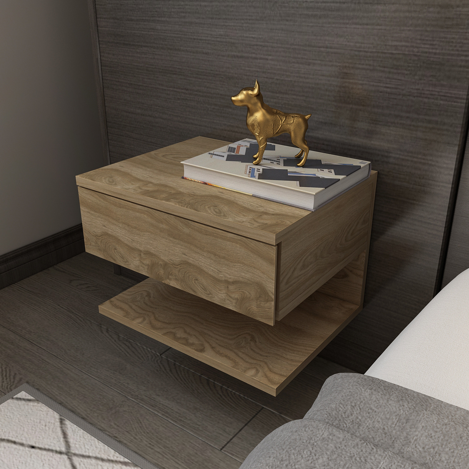 Vivid Floating Bedside Table - Oud