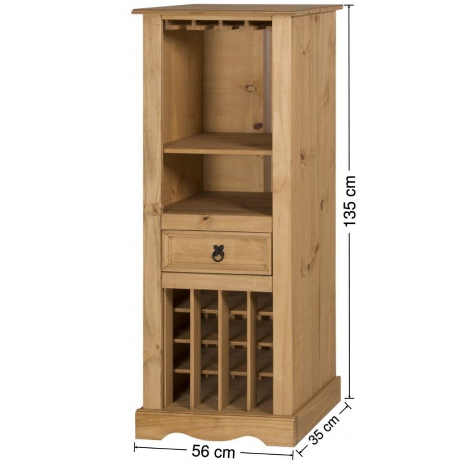 Corona Wine Rack With Drawer - Antique Wax