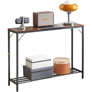 2-Tier Industrial Rustic Console Table With Metal Frame