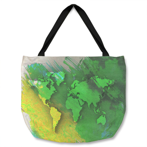 World Map Yellow And Green Tote bag