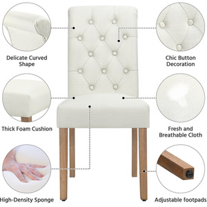 Beige Set of 2 Classic Padded High Back Dining Chair shot 6411621
