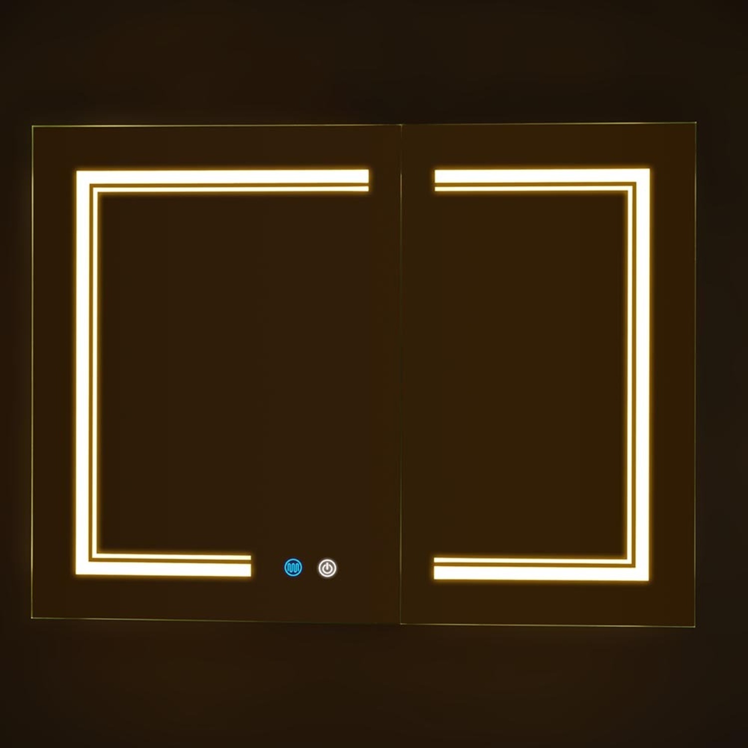 Dimmable Led Double-door Demister Mirror Cabinet With Socket - White