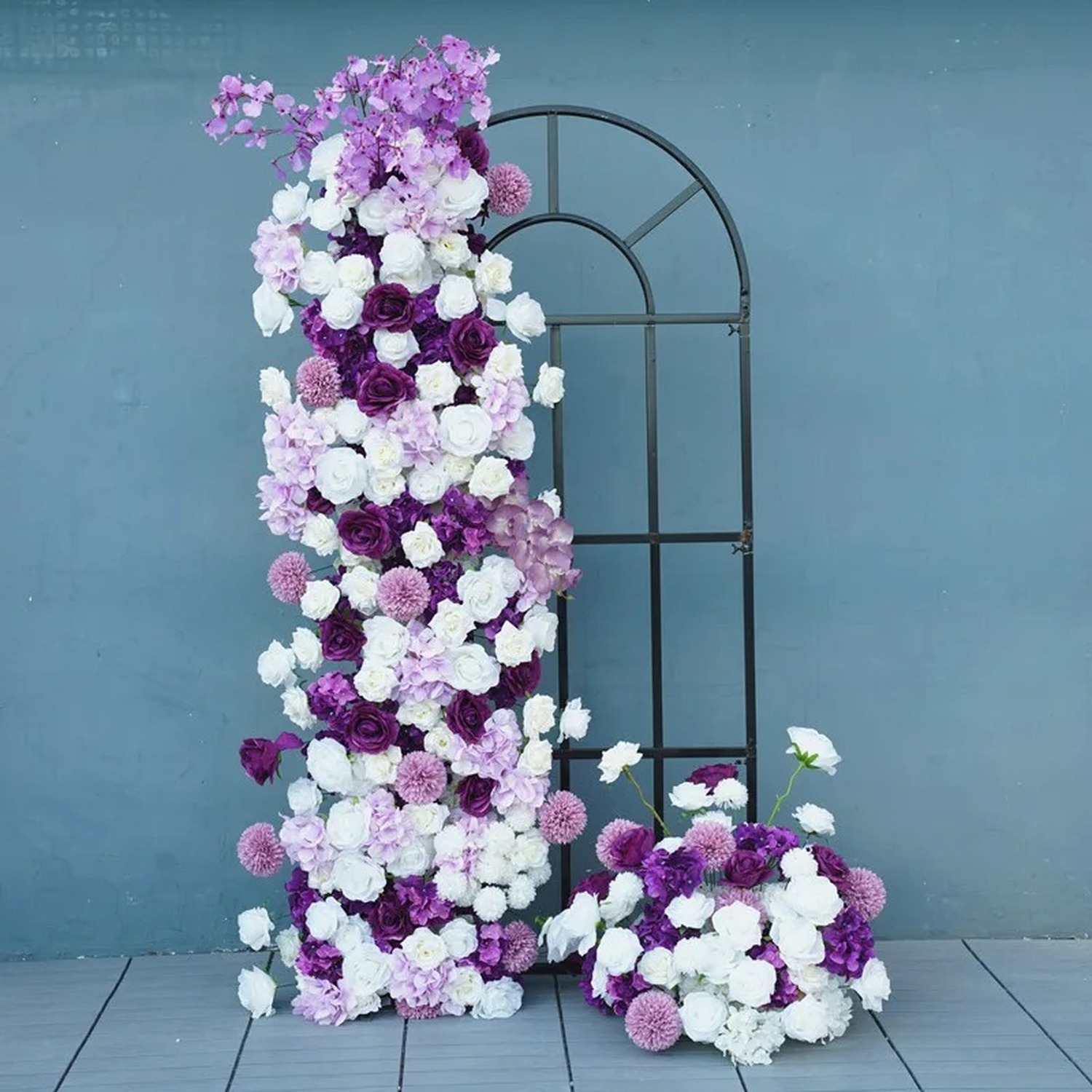 Set of 2 Wedding Backdrop Arch Floral Arrangement - Purple