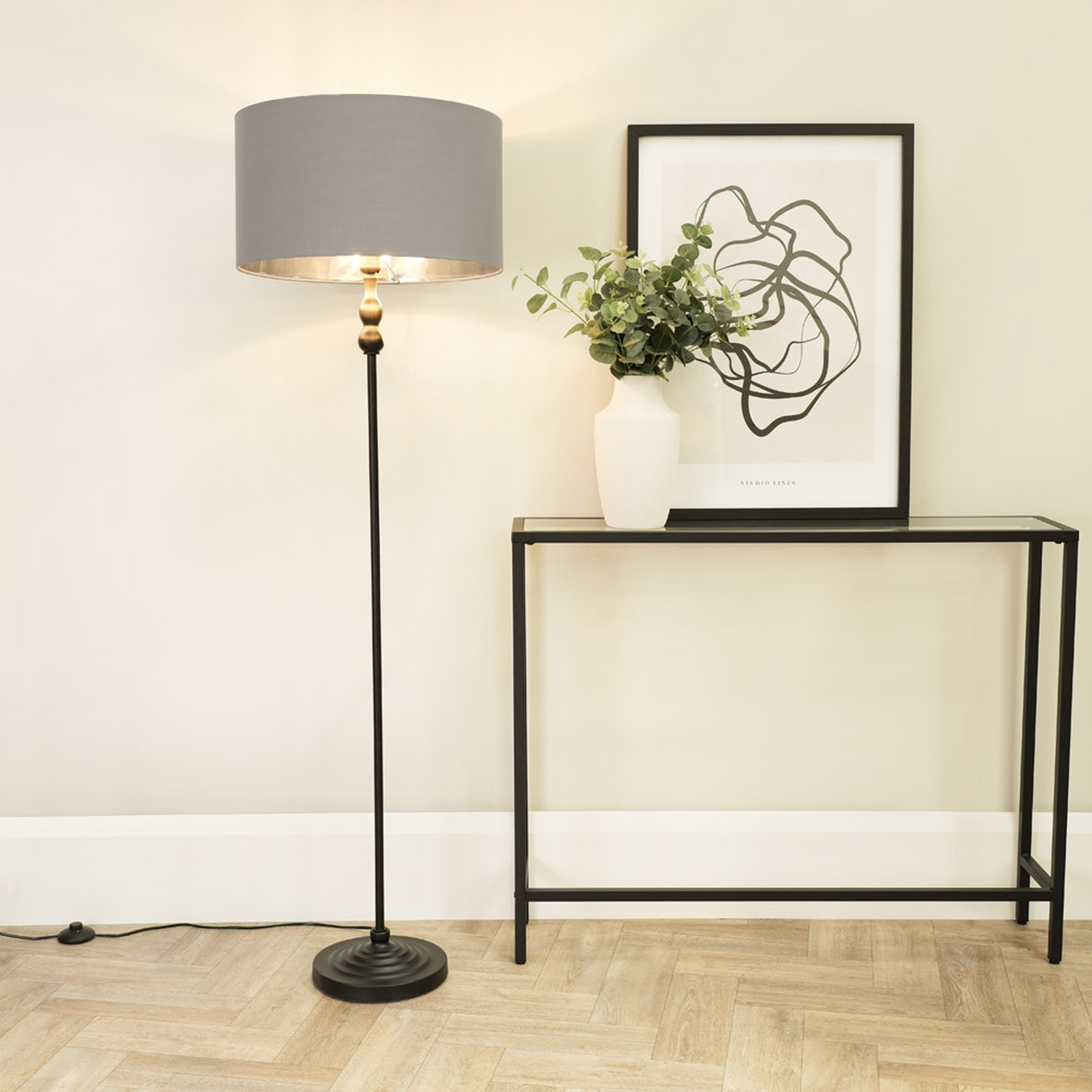 Image of Maggie Floor Lamp with Metallic Inner&hellip;