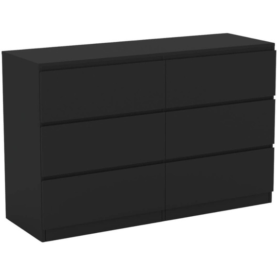 Home Source Lugano 6 Drawer Wide Chest of Drawers High Gloss Drawer Fronts 