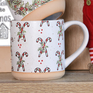 Festive Stone Candy Cane Mug