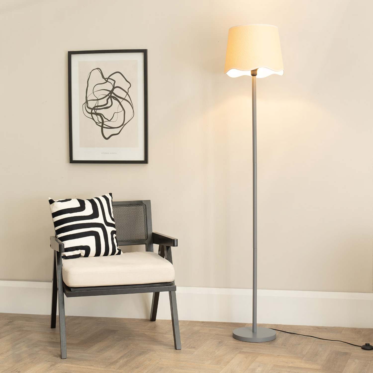 Image of Heather Wood Floor Lamp with Scallop&hellip;