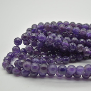 Large Hole (2mm) Beads - Amethyst Gemstone Round Beads - 8mm - 15
