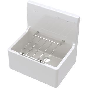 Single Bowl Fireclay Cleaner Sink with Grill 515 x 535 x 393mm White