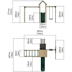 Wooden Climbing Frame with Single Swing, Monkey Bars and Slide