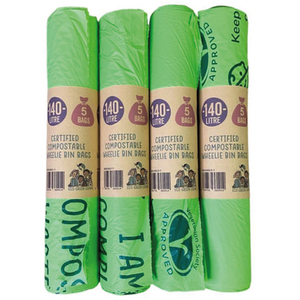 140 Litre Compostable Wheelie Bin Liners - 4 rolls of 5 bags (20 bags total)