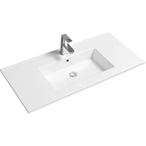 Ceramic 101cm Thin-Edge Inset Basin with Rectangular Bowl