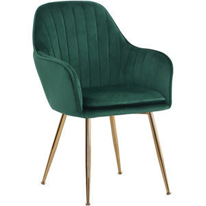 Set of 2 Velvet Upholstered Dining Chairs with Gold Legs