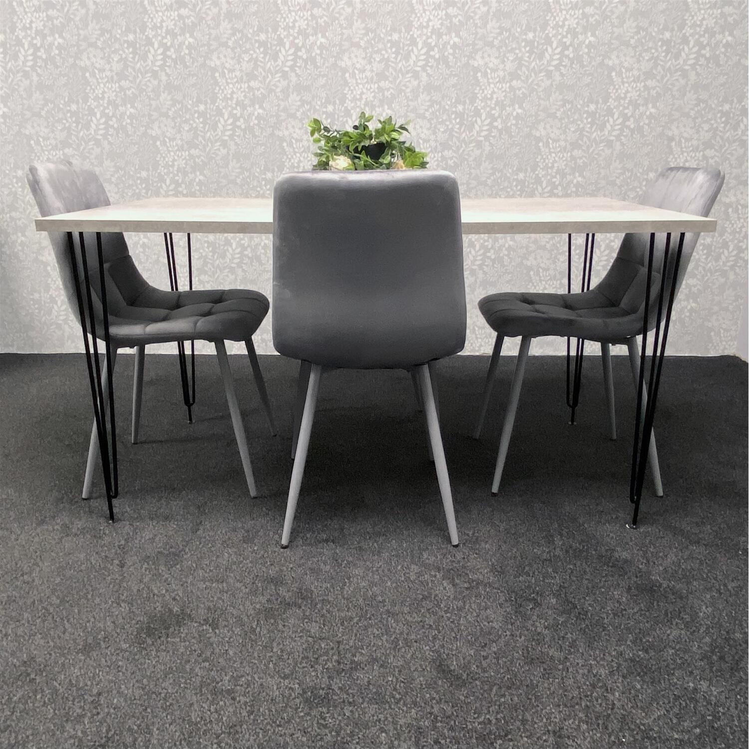 Kosy Koala Iron Stone Dining Table Set With 4 Chairs - Grey