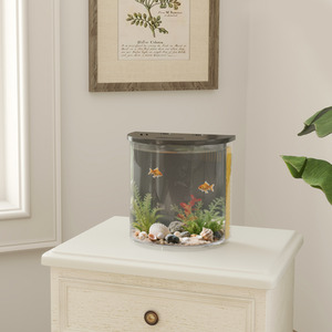 PawHut 3L Small Fish Tank Aquarium with Filter System LED Light