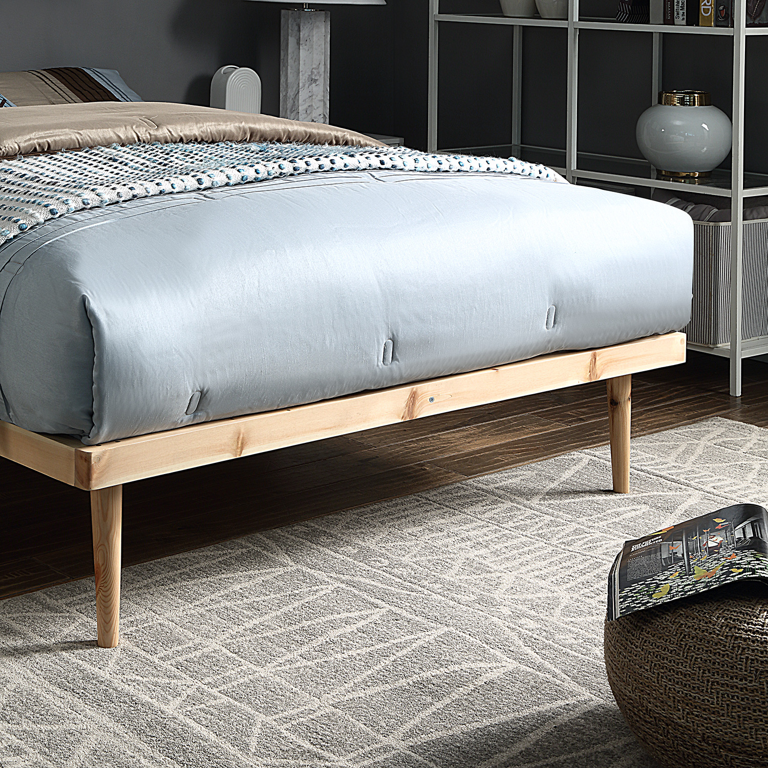 Wooden Platform Pine Bed - Pine Double Platform Bed Frame