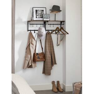 VASAGLE Wall Coat Rack with Hooks and Shelf