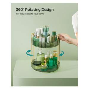 SONGMICS Rotating 2-Tier Round Makeup Organiser, Skincare Organiser
