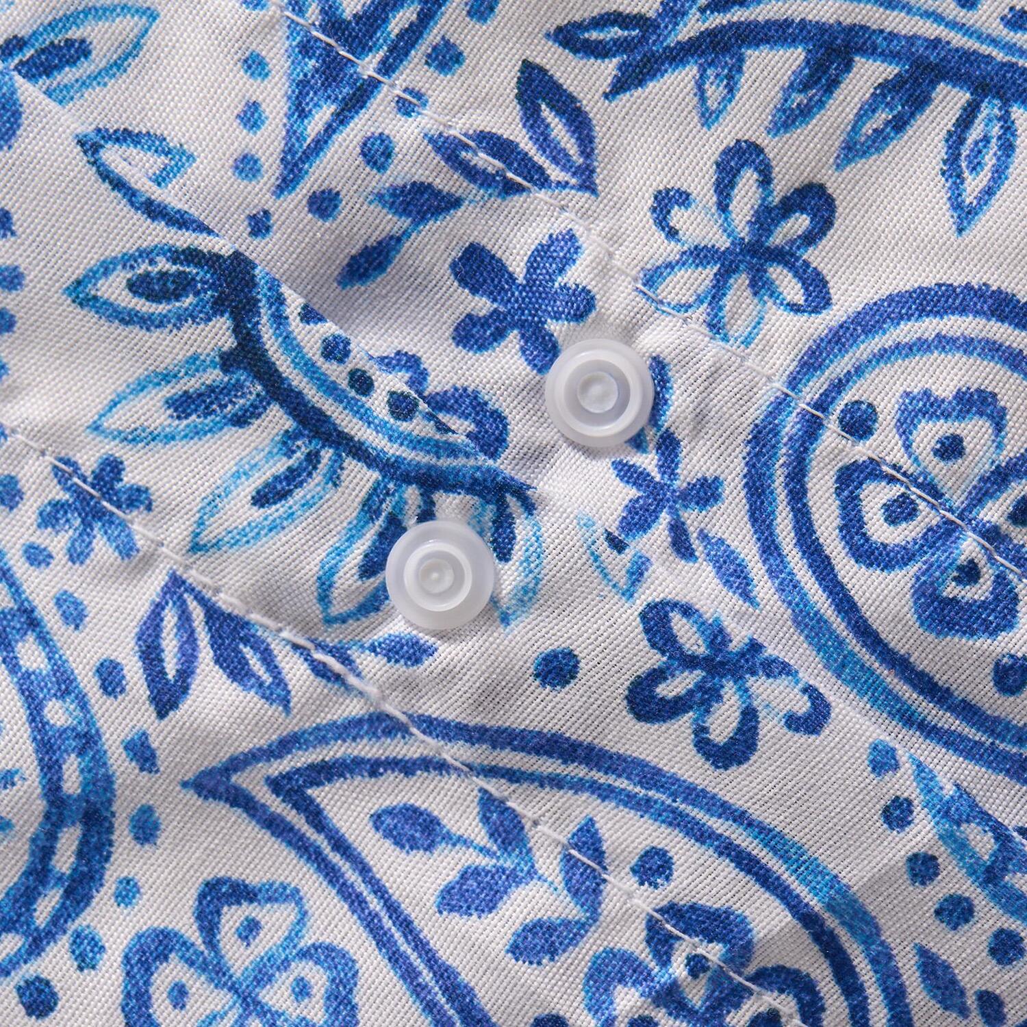 Paisley Duvet Cover Set - Navy Blue Beige Superking