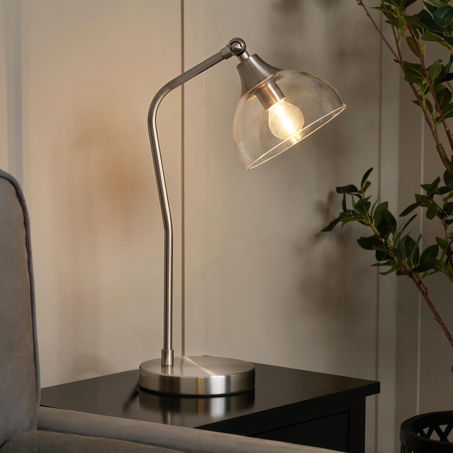 Darryl 1 Light Task Light Table Lamp - Satin Nickel