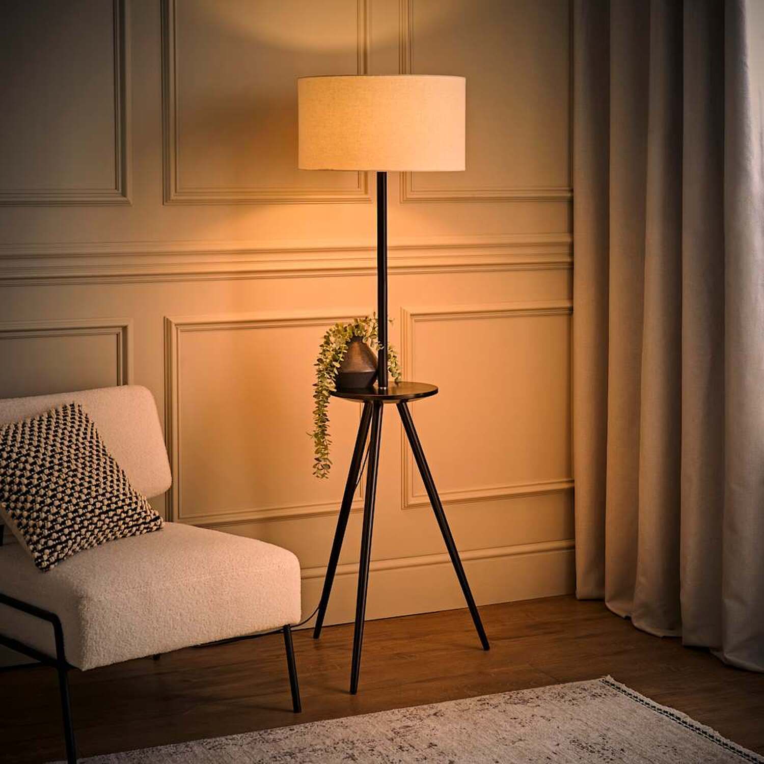 Image of Desmond Side Table Wooden Tripod Floor&hellip;