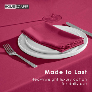 Plum Plain Cotton Round Tablecloth shot 9903873