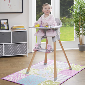 Kids High Chair - Grey and Beechwood