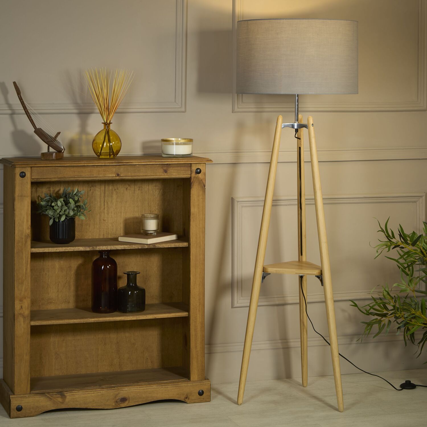 Image of Shelf Floor Lamp in Oak with&hellip;