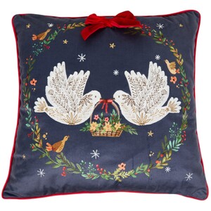 Turtle Doves Embellished Cushion