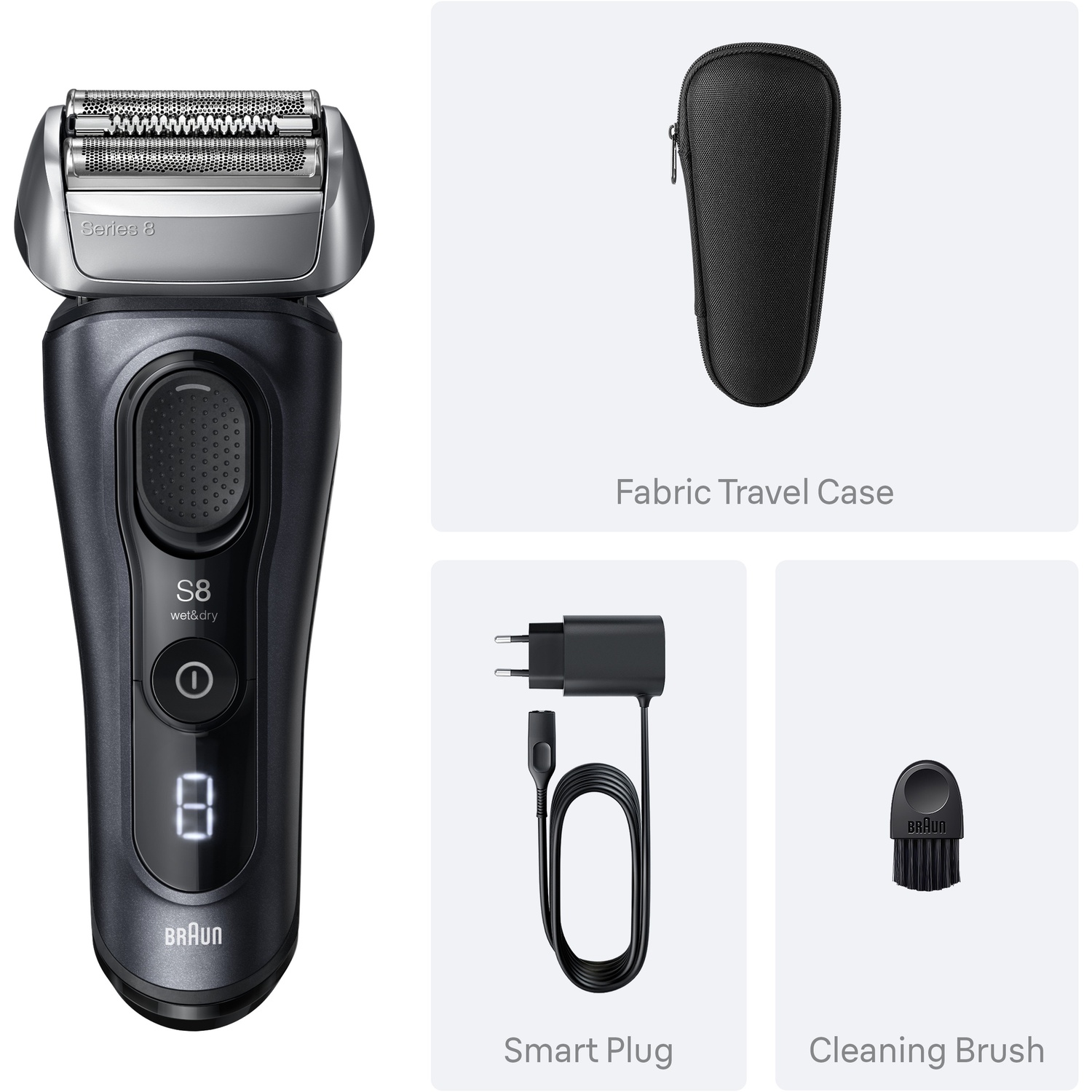 Braun Series 8 8603S Electric Shaver, SensoAdapt, 60 min - Grey