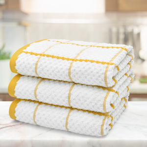 Yellow Set of 3 Checkered Tea Towels shot 10278704