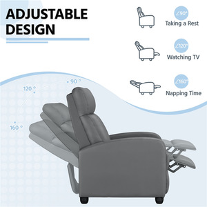 Grey / Composite Board, Foam, Iron, PU Leather Yaheetech Upholstered Armchair Recliner Chair shot 10324589