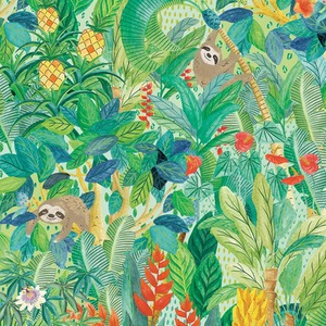 The Sloth and the Moth Wallpaper in Green