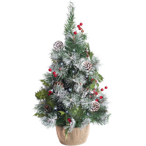 2ft Frosted Red Christmas Tree with 20 Bright White Lights