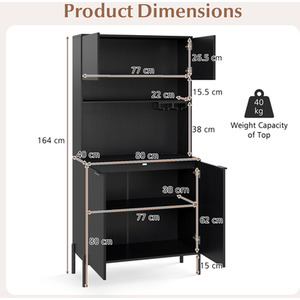 164cm Kitchen Pantry Cabinet
