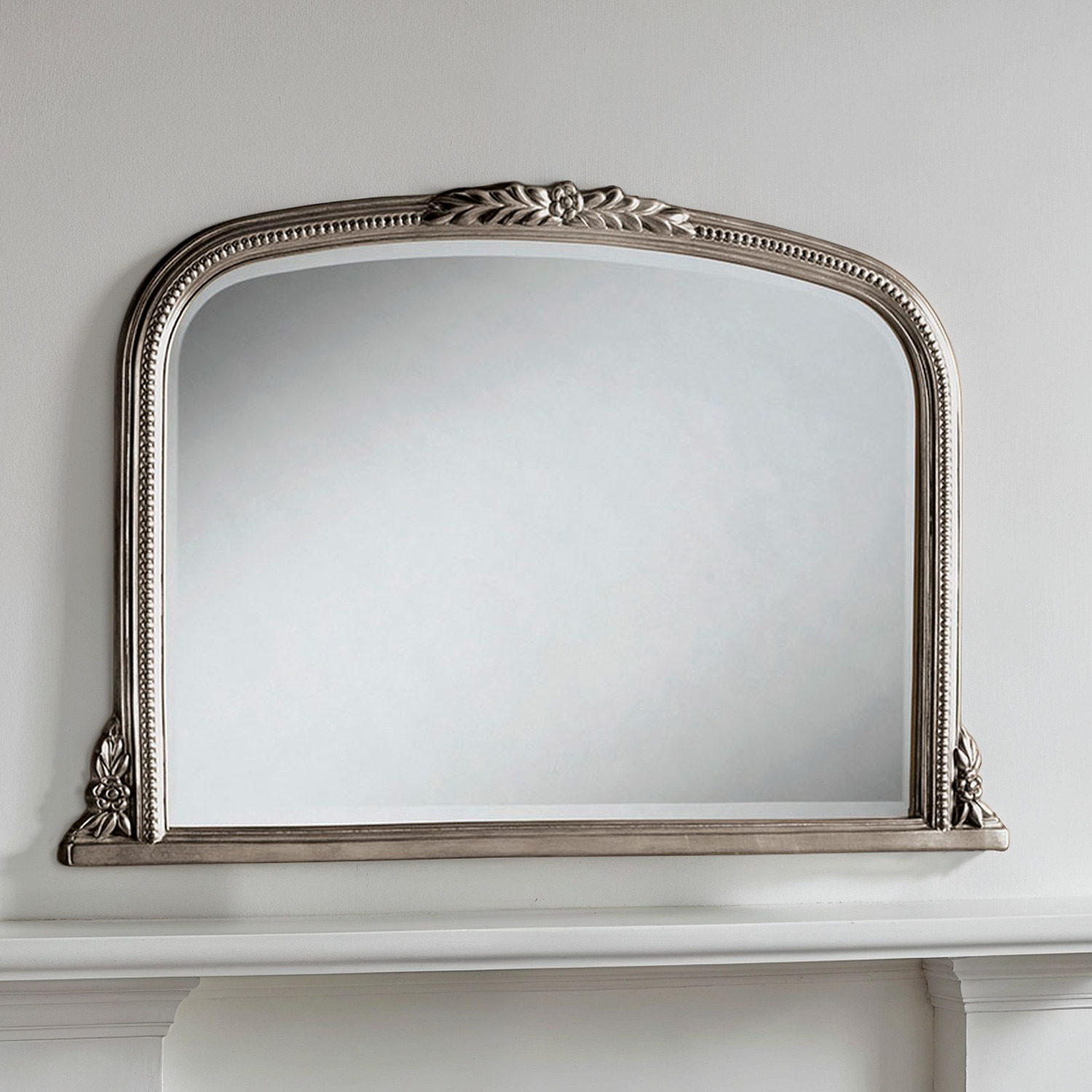 Yearn Overmantle Beaded Mirror - Silver