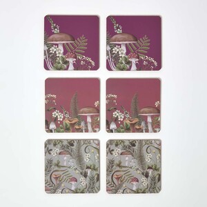 Cork Coasters with Mushroom Design, Set of 6