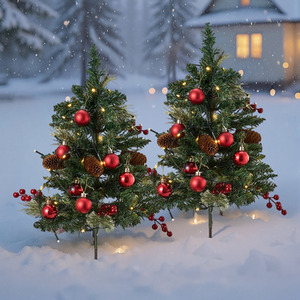 Lifeideas Set of 2 Pre-Lit Artificial Christmas Tree 30*68cm