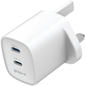 Dual USB-C 35W GaN Wall Charger with Power Delivery - White
