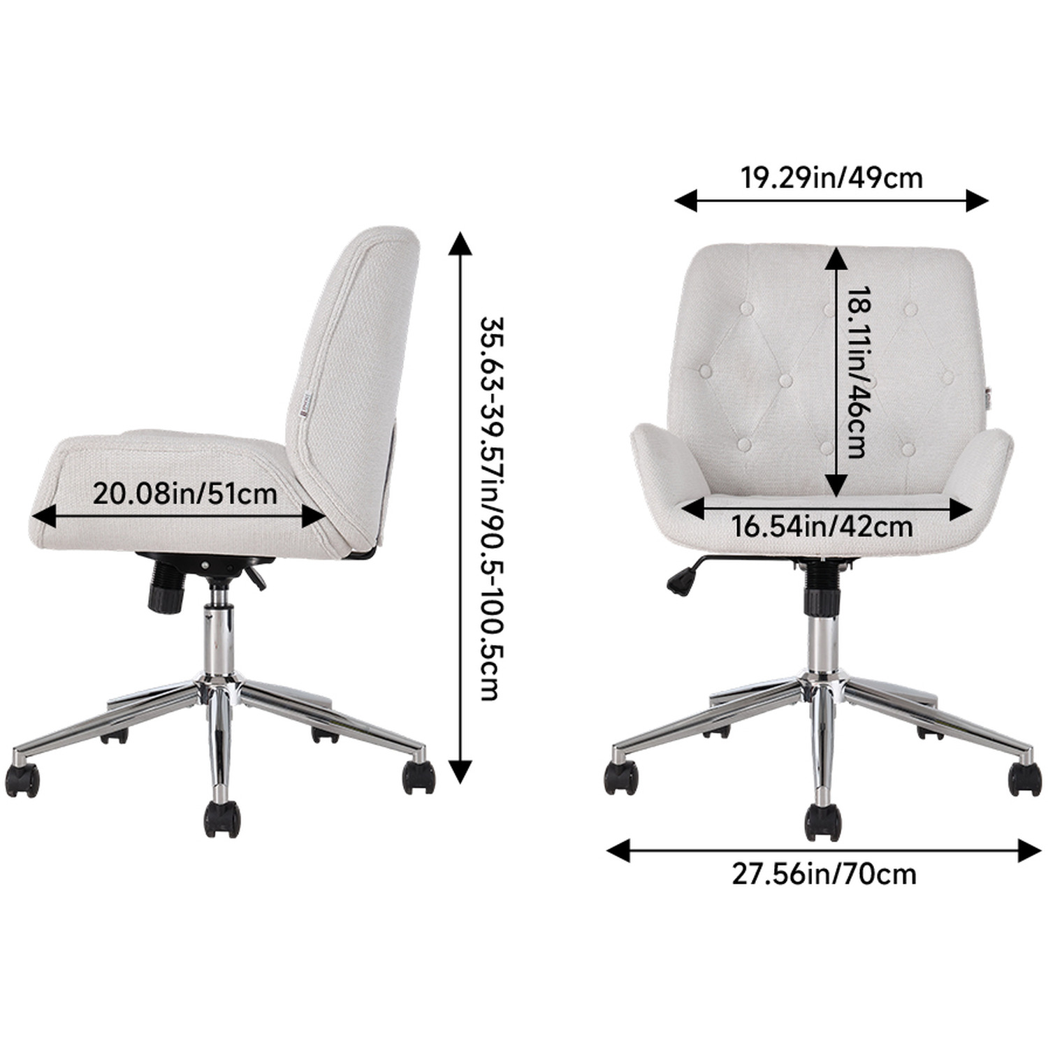Height-adjustable Swivel Office Chair - White