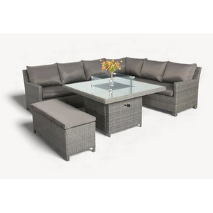 Grey Paris Fire Pit 7pc Deluxe Modular Corner Dining Set shot 11864024