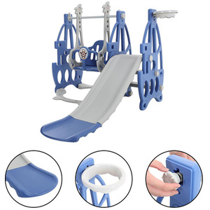 3-in-1 Kids Playset with Slide, Swing and Basketball Hoop