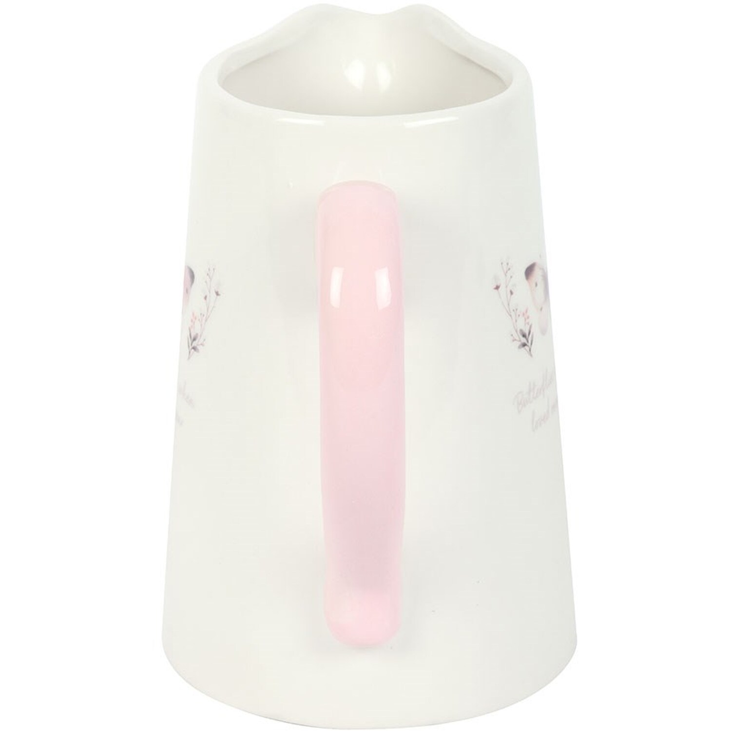 White Butterfly Print Ceramic Flower Jug Vase - White