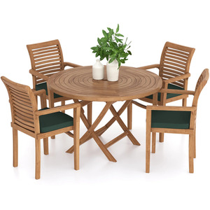 Fiji Teak Garden Dining Table and 4 Seat Chair Set